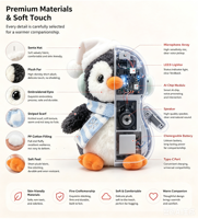 Peluche IA Interactif Pingouin : Jouet Sonore et Parlant, Activé par la Voix, Compagnon Interactif pour Noël et la Famille
