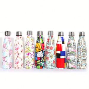 Bouteille d'eau sport en acier inoxydable à double paroi de 500 ml (17 oz) avec logo personnalisé, cadeau promotionnel portable, emballage personnalisé disponible - Product Image 1