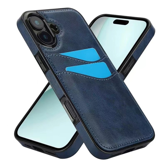Luxury Business PU Leather Flip Wallet Phone Case with Card Holder for iPhone 16 Pro Max Funda Mobile Phone Cover