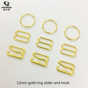 Accessoires de <span class=keywords><strong>soutien</strong></span>-<span class=keywords><strong>gorge</strong></span> Boucle en métal de 12mm Anneaux de sangle de <span class=keywords><strong>soutien</strong></span>-<span class=keywords><strong>gorge</strong></span> en alliage de zinc plaqué or Curseurs et crochets - Product Image 4