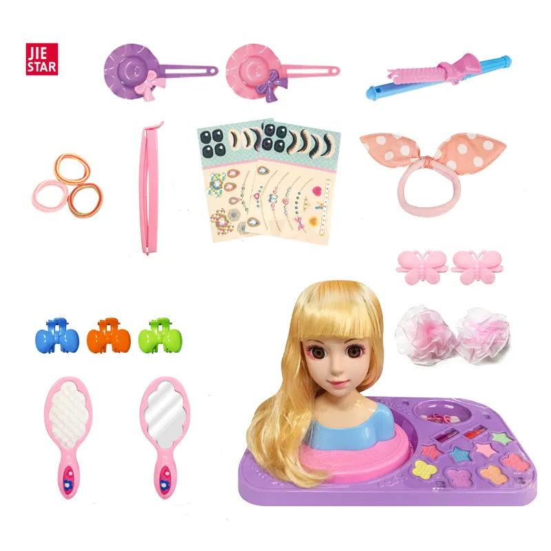 JIESTAR vendita calda Styling Head fingir jugar juguete makeup kit toy kid pretend play toy reborn baby doll con accessori per il trucco