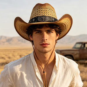Hollow Out Western Straw Cowboy <b>Hat</b> Breathable Panama Sun <b>Hat</b> Outdoor UV Protection Jazz Beach Cap - Product Image 4