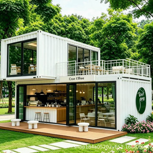 ร้านค้าบ้านคอนเทนเนอร์สมัยใหม่ คาเฟ่กลางแจ้งพร้อมระเบียงและสวน - Product Image 2