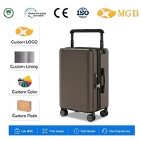Valise à roulettes de 20 pouces de large, valise rigide en ABS PC personnalisée, serrure TSA avec port de charge USB