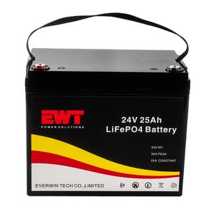 بطارية EWT LiFePO4 24 فولت/25.6 فولت 25 أمبير ساعة شبه صلبة 3000 دورة مقاومة للماء مع نظام إدارة البطارية الذكي 8S للاستخدام الخارجي - Product Image 3