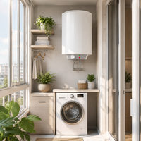 Installation murale verticale électrique permettant de gagner de la place. Réservoir d'eau sur demande, capacité de 30 à 80 litres, pour usage familial et hôtelier