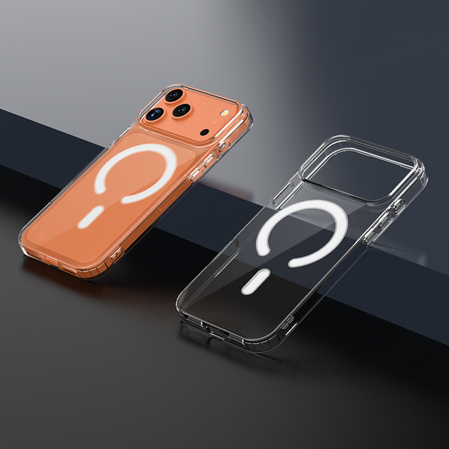 Us Warehouse Magnetic for Iphone 17 Pro Max Clear TPU+PC Phone Case Support Wireless Charging Mag Back Protector Shell Cover