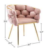 Fauteuil d'appoint en velours rose de style scandinave avec pieds en métal doré Chaise de canapé simple pour chambre et salon Maquillage