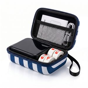 Estuche de almacenamiento de carcasa dura EVA para impresora de etiquetas P12 P15 M1, estuche protector portátil con rayas azules y blancas, 2 3 compartimentos - Product Image 2