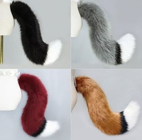 Queue de renard en fausse fourrure avec sangle de taille, queue d'animal réaliste en peluche pour costume, idéale pour les fêtes, le cosplay, les spectacles, fournitures en gros