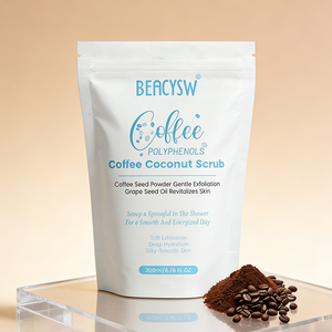 <span class=keywords><strong>Gommage</strong></span> corporel au café avec huile de noix de coco et de pépins de raisin, exfoliant doux pour peaux sèches, hydratant et lissant pour les coudes et les genoux - Product Image 1