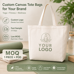 Borsa Tote in Tela con Motivo a Lettere per Kit di Benvenuto per Ritiri Yoga, 34x31x12cm, con Tracolla e Manici, per Palestra, Shopping e Benessere - Product Image 2