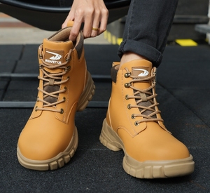 JB679-Wholesale कीमत आउटडोर पीले मध्यम कट माइक्रोफाइबर चमड़े के रबर एकमात्र औद्योगिक कार्य सुरक्षा जूते जूते - Product Image 5