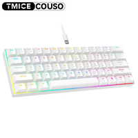 Superventas de AMZ Teclado Mecánico 60% con Retroiluminación RGB Inalámbrico con Interruptor Rojo Teclado Gamer con Cable Mini de 61 Teclas para Juegos 60
