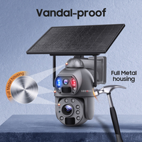 Caméra solaire SECTEC 10W à double objectif, zoom 20x, 6MP, 3K, 4G, extérieure, IP66, boîtier métallique, caméra PTZ, détection humaine, sécurité, caméra de surveillance CCTV