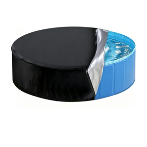 Couverture de piscine ronde pour chien, imperméable, argentée, en tissu Oxford, avec cordon de serrage, pour piscine pour animaux de compagnie - Product Image 1