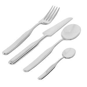Juego de cubiertos modernos de acero inoxidable plateado con acabado plateado para volver a la escuela - Product Image 1