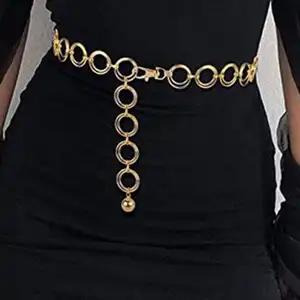 Woman Female Metal Chain Belt with Rhinestones Crystals Sexy Waist Belly Chain Belt Designer Fashion Chain