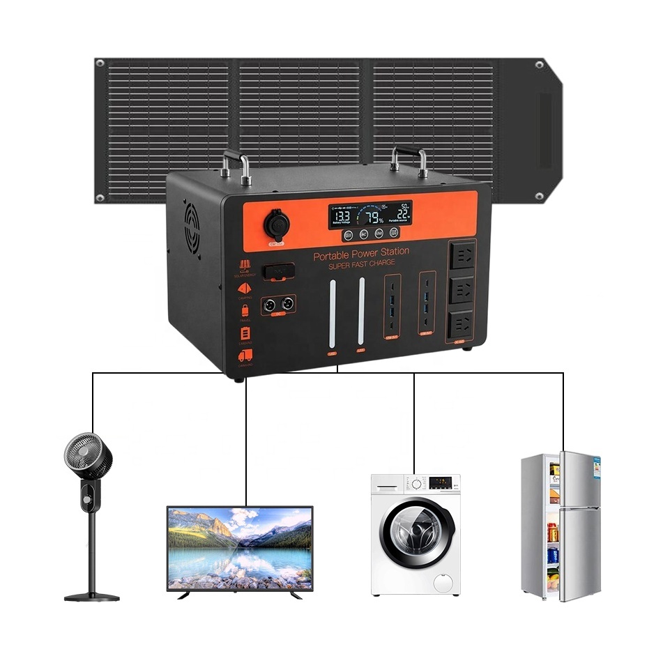 Custom Portable Power Station 1000w 1500w High-power Emergency Power Supply Bank Stations with Inverter Lifepo4 Lithium Battery