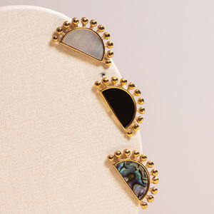 Exquisito collar bohemio de acero inoxidable de diseño sencillo con incrustaciones de concha semicircular, accesorios de perla para mujer para regalos - Product Image 3