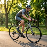 Vélo de Course sur Route en Fibre de Carbone 26 pouces 700c, 14 Vitesses, Freins à Disque, avec Pédales Standard, Conception Unisexe - Vente en Gros