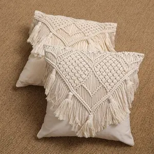 Wholesale Home Decorative Cotton Woven Throw Pillow Covers Boho Tassel Tufted Cushion Pillow Cover