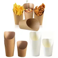 Gobelet d'emballage alimentaire personnalisable blanc pour frites, chips de pommes de terre, gaufres, popcorn avec logo
