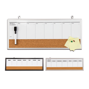 Lavagna Pianificatore Personalizzata Direttamente dalla Fabbrica - Combinazione Sughero e Lavagna Cancellabile a Secco - Calendario con Cornice Magnetica in Alluminio - Product Image 2