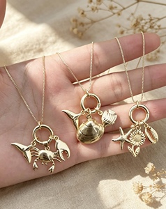 Wholesale Jewelry Style Shell Starfish Crab Charm <b>Chain</b> Jewelry for Women Pendant Necklace - Product Image 6