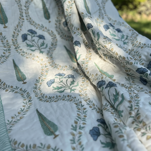 Diseñador étnico de alta calidad cosido a mano 90X108 "200GSM relleno de algodón bloque mágico bloque de mano impreso Reversible Jaipuri edredón - Product Image 1