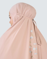 Robe Abaya Modeste en Crêpe Brodé Serene avec Ourlet Floral, Ensemble de Prière, Robe Musulmane de Dubaï, Fabricant de Telekung Rafraîchissant et Doux