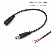 Câble Pigtail DC 12V 24V Prix Usine, Fiche Cylindrique Mâle/Femelle DC 5.5mm * 2.1mm, Cordon d'Alimentation IP65, 24AWG 3A Cuivre PVC