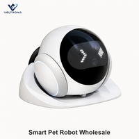 Robot compagnon intelligent pour animaux de compagnie, robot sphérique interactif avec écran pixelisé et caméra, base de charge automatique pour chats et chiens