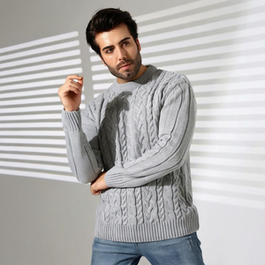 Suéter de Punto Negro para Hombre Samet Arpaci, Diseño Geométrico, Cierre de Cremallera, Poliéster/Algodón, Manga Larga, Invierno, Estilo Pullover, Estambul - Product Image 1