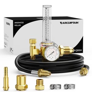 Regulador <span class=keywords><strong>de</strong></span> Argón/CO2/Helio ARCCAPTAIN con Manguera <span class=keywords><strong>de</strong></span> Gas y <span class=keywords><strong>Medidor</strong></span> <span class=keywords><strong>de</strong></span> Flujo para Soldadura MIG TIG, Conexión <span class=keywords><strong>de</strong></span> Entrada CGA580 CGA320 - Product Image 1