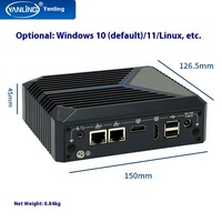 Yanling N1221 Mini PC Industrial Integrado sin Ventilador con 2 Puertos de Red y WiFi 4G