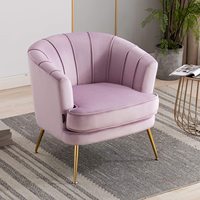 Fauteuil moderne en forme de coquille souple, tapisserie de salon, velours rose clair, pour loisirs, nouveau