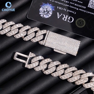 Collar de Cadena Cubana con Moissanita Baguette de Gran Tamaño, 18mm de Altura, Chapado en Rodio, Plata Sólida 925, Joyería Hiphop Iced Out - Product Image 5