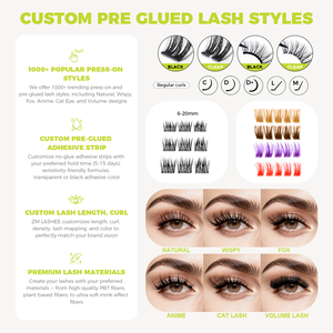 ZM 7-15 jours, cils vegan imperméables à coller, sans colle, cils en PBT coréens, cils en grappe pré-collés, kit d'extension de cils DIY - Product Image 5