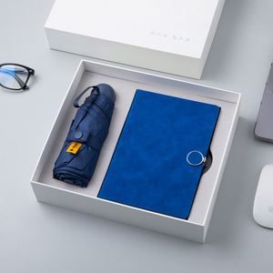 ชุดของขวัญสำหรับผู้ชายร่มพร้อมโลโก้สินค้าส่งเสริมการขายสมุดโน๊ตหนังวีแกนและปากกา - Product Image 4