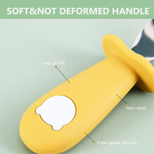 Set di alimentazione per bambini in Silicone a forma di Panda di alta qualità, Kit forchetta e cucchiaio in acciaio inossidabile sicuro per mangiare il microonde sicuro - Product Image 3