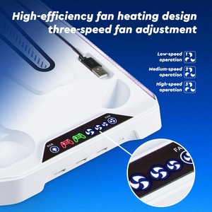 Base de Carga con Ventilador de Refrigeración <span class=keywords><strong>para</strong></span> Consola de Juegos <span class=keywords><strong>PLAY</strong></span> X, Soporte Vertical <span class=keywords><strong>para</strong></span> PS5 con <span class=keywords><strong>3</strong></span> Puertos USB HUB, Accesorios <span class=keywords><strong>para</strong></span> Juegos - Product Image 3