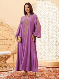 Tradicional Oriente Medio modesto Abaya árabe Dubai bordado modesto Hijab <span class=keywords><strong>bata</strong></span> otoño talla única poliéster Jalabiya vestido de casa - Product Image 6