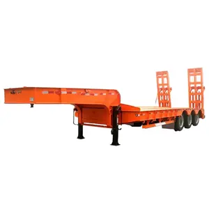 Tri akslar 60/80/100 ton araç taşıma yarı römork araba tow dolly kullanılan düşük yükleyici düşük yatak Lowboy Lowbed yarı römork