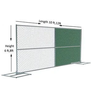 2024 galvanizli toptan kullanılan 6x10 ft amerikan standart kiralama zinciri satılık linksale inşaat çiti paneller