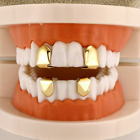 Grillz dentaire hip-hop plaqué or sur mesure pour un seul dôme, vente en gros directe usine