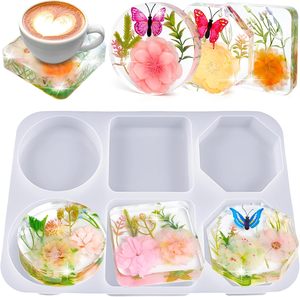 AFUNTA Lot De 5 Moules Ronds En Silicone Transparent En Résine époxy Avec Support Lumineux