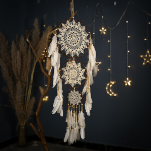 <span class=keywords><strong>Atrapasueños</strong></span> de Encaje con Plumas Blancas y Borlas de Macramé, Estilo Bohemio, <span class=keywords><strong>Atrapasueños</strong></span> Grande <span class=keywords><strong>para</strong></span> Colgar en la <span class=keywords><strong>Pared</strong></span>, Decoración del Hogar - Product Image 1