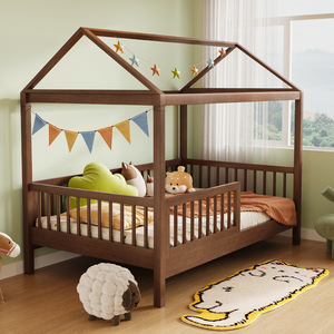Solid Wood Children's <b>House</b> <b>Bed</b> 1.5M With Guardrails Nordic Style Kids Bedroom Furniture - Product Image 2