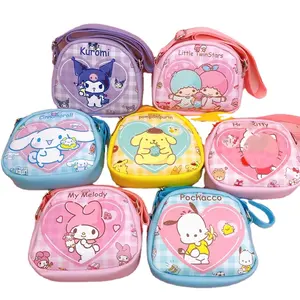 New Sanrio Kuromi Melody Pu Leather Coin Purse High Quality Messenger Shoulder Bags Cartoon Cute Crossbody Shoulder Bag For Kids